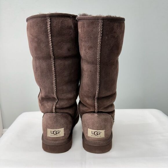 Ugg classic tall chocolate brown suede sheepskin wool boots women’s 7 - Picture 4 of 13